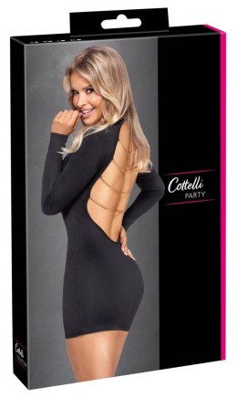 Cottelli PARTY Sukienka Mini Czarna z Ozdobnymi Łańcuszkami S
