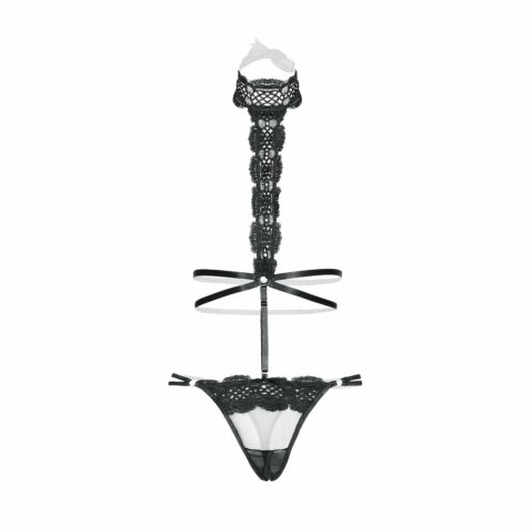 Harnas Haylee Body z Koronką i Regulowanymi Paskami, czarne, open crotch L/XL