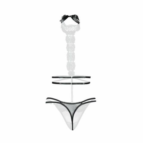 Harnas Haylee czarne body z odkrytym krokiem, regulowane paski S/M