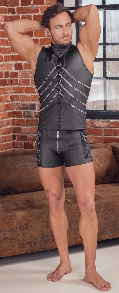 NEK Koszula Bez Rękawow Czarna L z Łańcuchami i Matową Powierzchnią