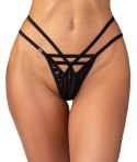 Obsessive Keira Lise 2XL/3XL - czarne stringi winylowe z paskami