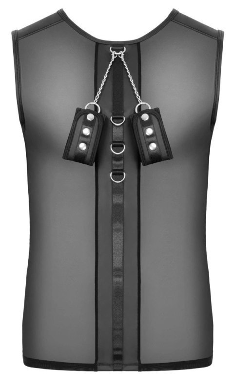 Svenjoyment Bondage Koszulka siateczkowa M z mankietami - czarna, matowa