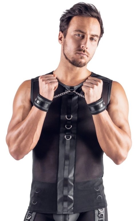 Svenjoyment Bondage Koszulka z Siatki i Regulowanymi Kajdankami S