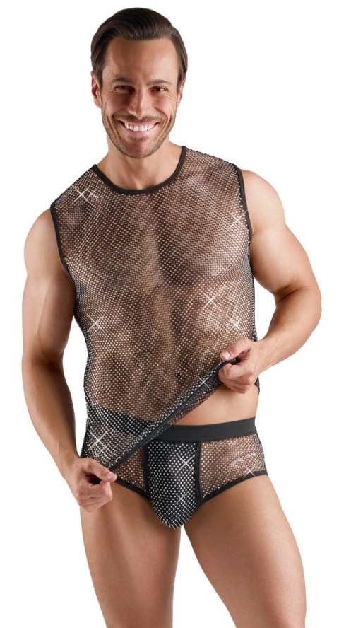 Svenjoyment Koszulka Siatkowa 3XL z Błyszczącymi Akcentami Czarna