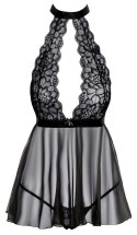 Kissable Babydoll Black L/XL z Koronką i Satyną, Komplet 2-częściowy