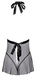 Kissable Babydoll Black L/XL z Koronką i Satyną, Komplet 2-częściowy
