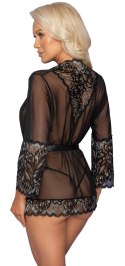 Kissable Kimono Lace L/XL - Krotki szlafrok z koronką i pasem