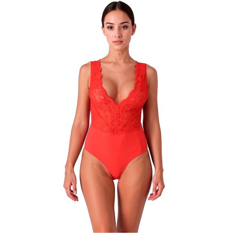 PASSION Evalie Body Koronkowe Czerwone L/XL Eleganckie