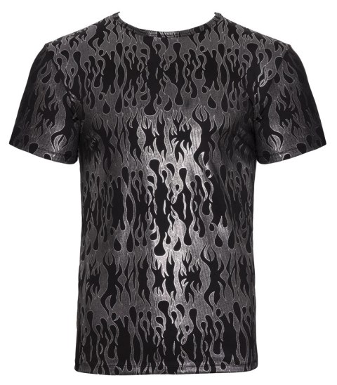 Svenjoyment Koszula Męska Metaliczna Czarna z Srebrnym Wzorem M