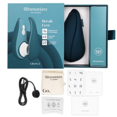 Womanizer Liberty 2 Air Pulse - kompaktowy model z falami powietrza, niebieski