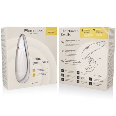 Womanizer Premium 2 - stymulator powietrzny, szary, 14 poziomow, IPX7