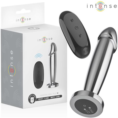 Intense Plug Metalowy M - 10 Trybow Wibracji, Pilot, Aluminium