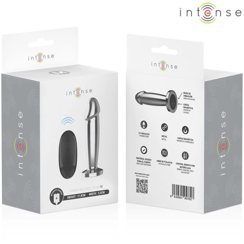 Intense Plug Metalowy M - 10 Trybow Wibracji, Pilot, Aluminium