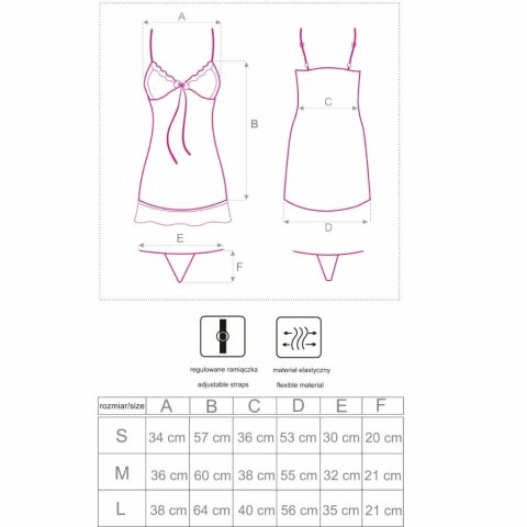 Livco Corsetti Fashion Hyeona Babydoll z koronką i stringami, roż L