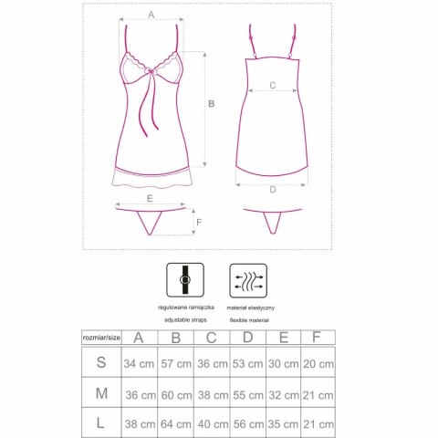 Livco Corsetti Fashion Luise Babydoll i Stringi L Czarne Tulle Lace