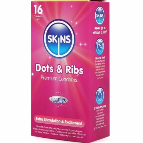 Skins Dots & Ribs Premium prezerwatywy 16 szt. waniliowy zapach