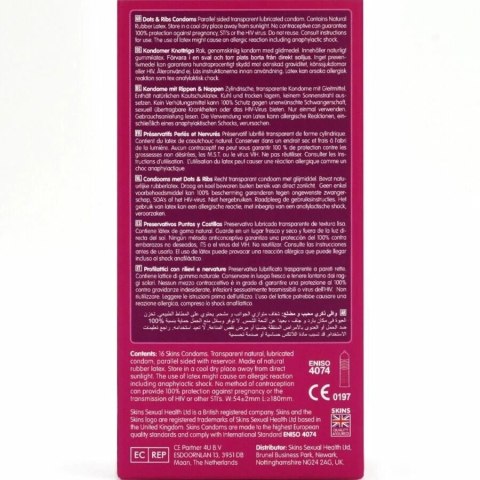 Skins Dots & Ribs Premium prezerwatywy 16 szt. waniliowy zapach