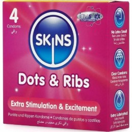 Skins Dots & Ribs Premium prezerwatywy 4 szt. teksturowane wanilia