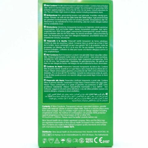 Skins Mint Premium 8 szt. - prezerwatywy miętowe, ultracienkie