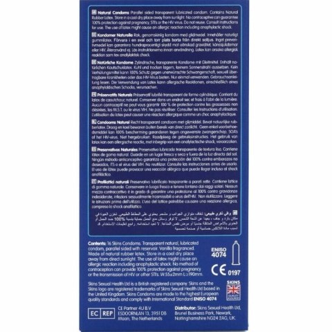 Skins Natural Premium prezerwatywy waniliowe 16 sztuk ultracienkie