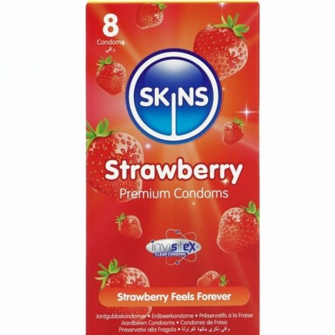 Skins Strawberry Premium 8 szt. - prezerwatywy zapachowe truskawkowe
