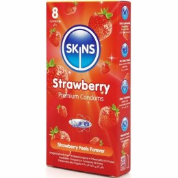 Skins Strawberry Premium 8 szt. - prezerwatywy zapachowe truskawkowe