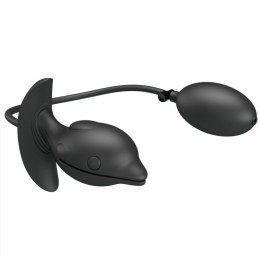 Pretty Love Delfin Czarny - Nadmuchiwany korek z wibracjami, silikon, USB