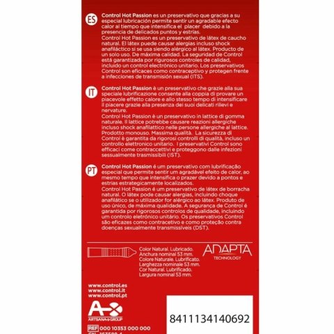 Control Hot Passion prezerwatywy rozgrzewające 10 szt. punkty 53mm