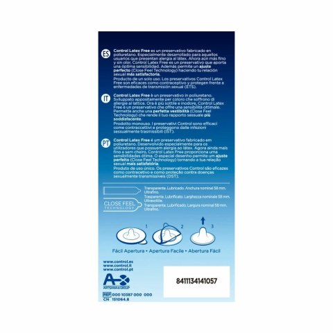 Control Latex Free Poliuretanowe prezerwatywy 5 sztuk ultracienkie 58mm