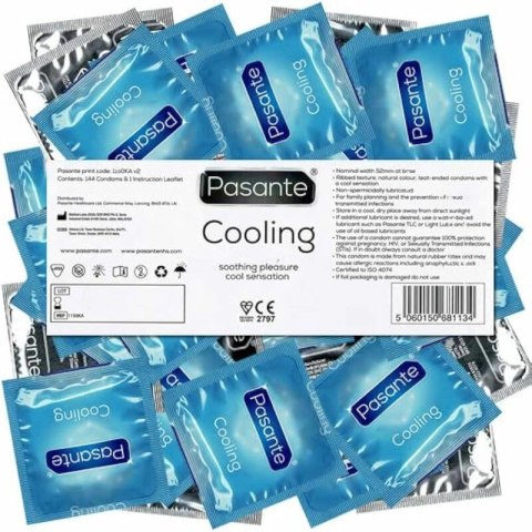 Pasante Cooling Sensation 144 szt. - prezerwatywy chłodzące, prążkowane