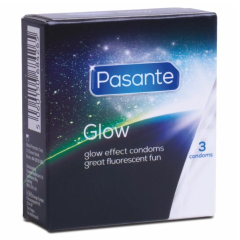 Pasante Glow 3 sztuki - prezerwatywy świecące w ciemności 53 mm