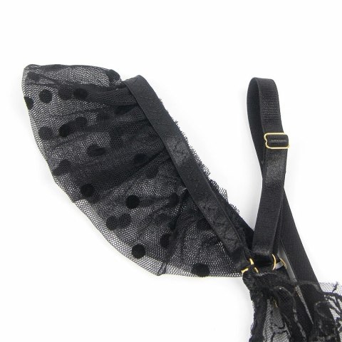 SUBBLIME 957483 Koronkowy zestaw - biustonosz, pas do pończoch, S/M, czarny