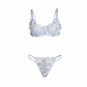 SUBBLIME Zestaw bielizny Blue Floral - haftowana koronka, S/M