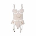 Subblime 954284 Body z łańcuszkami i pasem do pończoch białe S/M