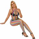 Subblime Rainbow Halter Sukienka Mesh, Jeden Rozmiar, Wielokolorowa