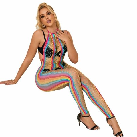 Subblime Rainbow Halter Sukienka Mesh, Jeden Rozmiar, Wielokolorowa