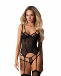 Obsessive Arrowel Corset Black - Model z fiszbinami i regulacją l/xl