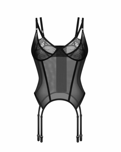Obsessive Arrowel Corset Black - Model z fiszbinami i regulacją l/xl