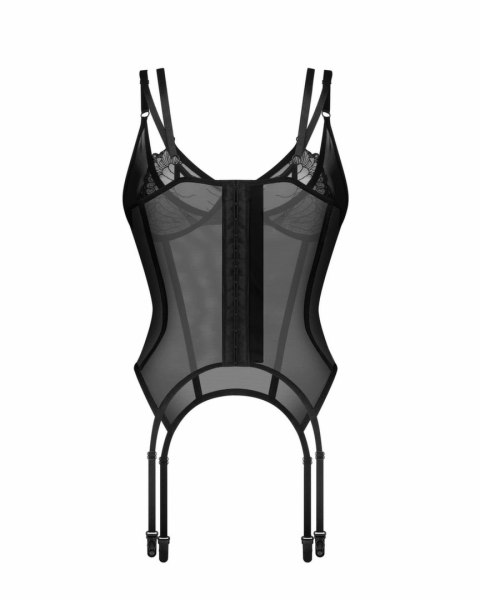Obsessive Arrowel Corset Black - Model z fiszbinami i regulacją l/xl