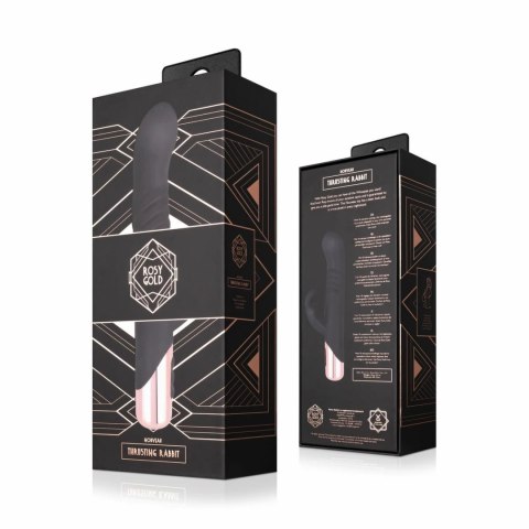 Rosy Gold Rabbit Thrusting System Black - 10 trybow, silikon, USB