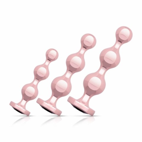 Rosy Gold Zestaw Metalowych Zatyczek 3 szt. Rose Gold Dekoracyjny Kryształ