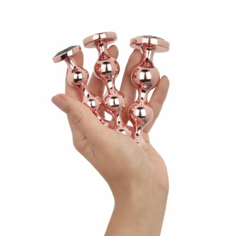 Rosy Gold Zestaw Metalowych Zatyczek 3 szt. Rose Gold Dekoracyjny Kryształ