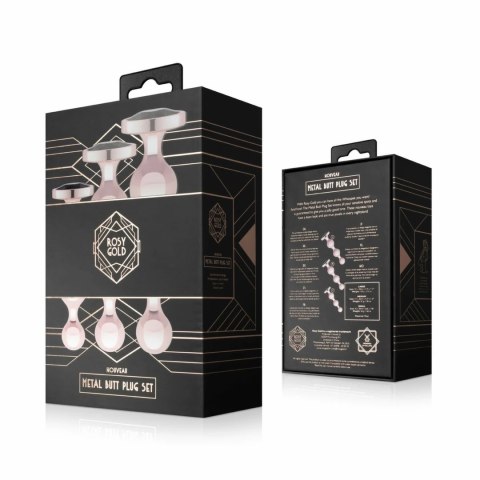 Rosy Gold Zestaw Metalowych Zatyczek 3 szt. Rose Gold Dekoracyjny Kryształ