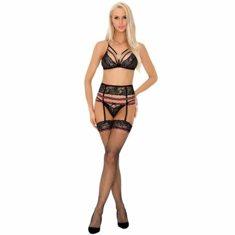 LivCo Corsetti Snehana LC 90443 czarny komplet koronkowy 3-częściowy