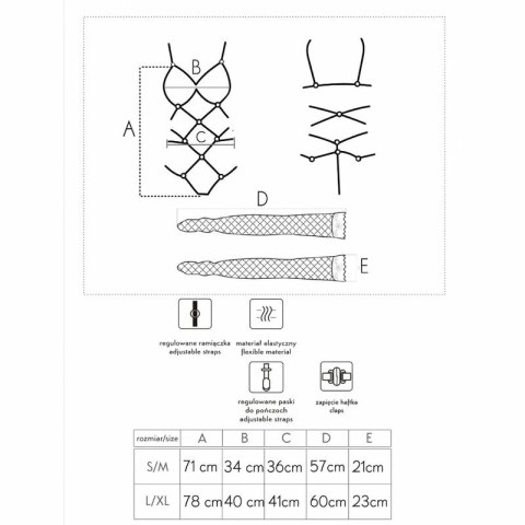 LivCo Corsetti Thiara LC 20213 komplet body z pończochami czarny S/M