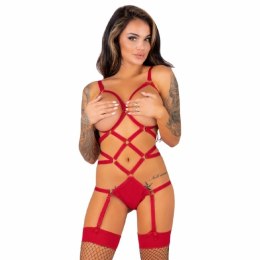 Livco Corsetti Thiara LC 20213 Komplet body z pończochami czerwony S/M