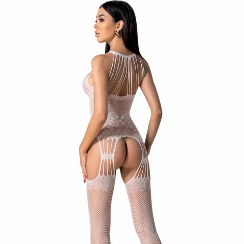 PASSION BS095 Bodystocking biały elastyczny jeden rozmiar