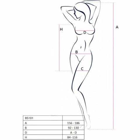 Passion BS101 Bodystocking czarny - elastyczny stroj siatkowy, one size