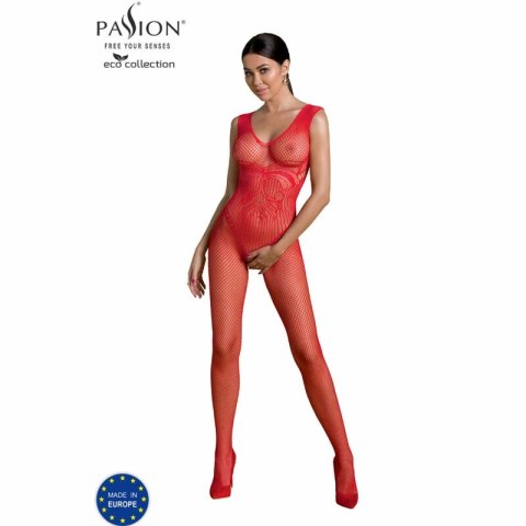 PASSION ECO BS003 Bodystocking Czerwony z Materiałow Recyklingowanych