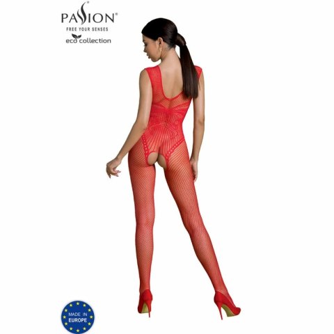 PASSION ECO BS003 Bodystocking Czerwony z Materiałow Recyklingowanych
